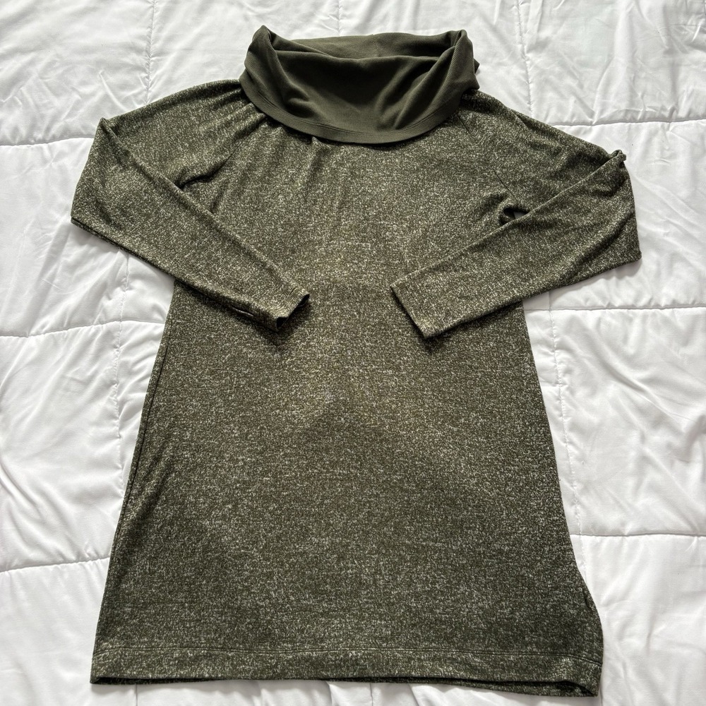 Cabi Sweater Dress Womens Medium Green Cowl Neck Cinch Back Boho Hippie City